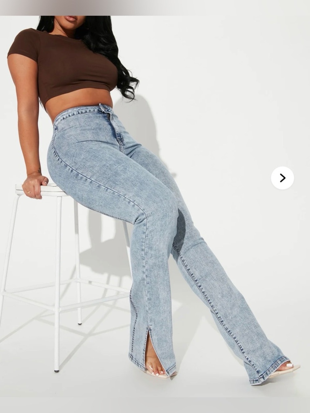 Side Slit Stretch Slim Bootcut Jeans - Acid Wash